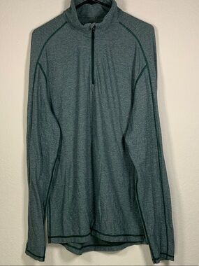 lululemon Men's Green Heathered Quarter-Zip Performance Jacket